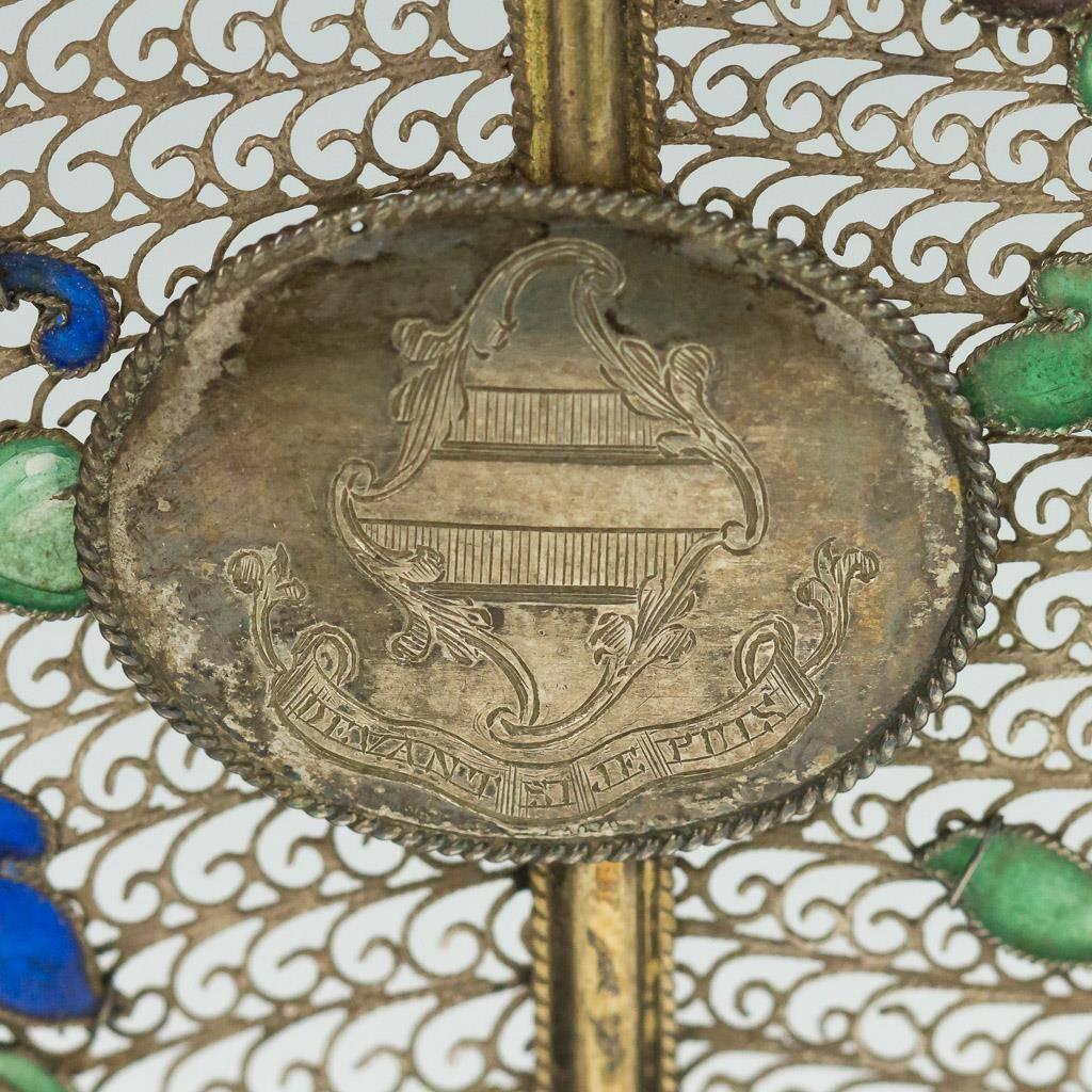 Antique Rare Chinese Solid Silver & Enamel Lidded Basket, Cutshing, circa 1790 5