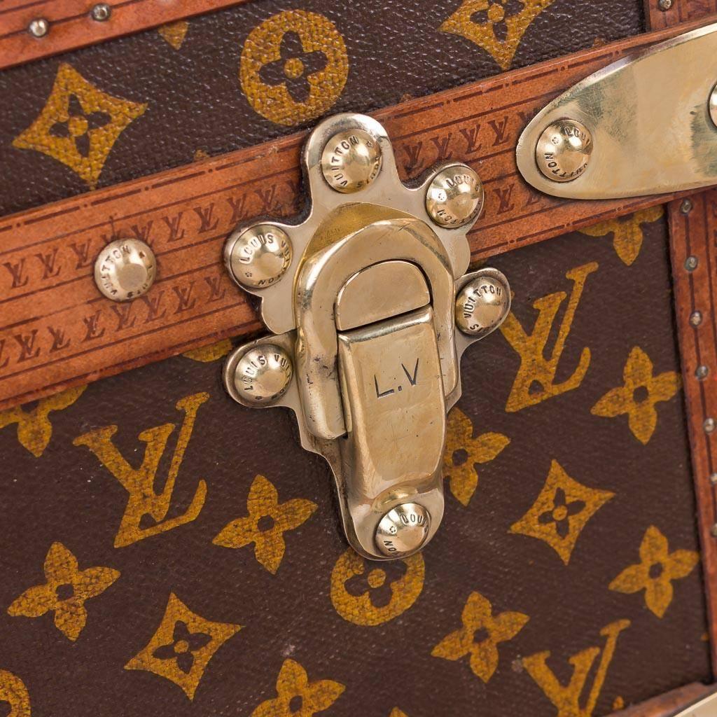 Antique Rare Louis Vuitton Monogram Mid-Size Trunk, circa 1910 1