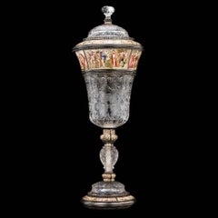 Rare Austrian Solid Silver Enamel and Rock Crystal Cup and Cover, circa 1885