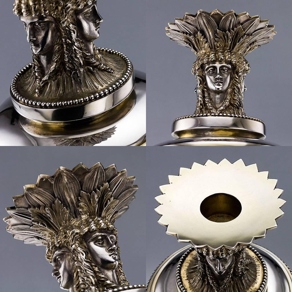 Antique 19th Century Victorian Solid Silver 3ps Centerpiece Garniture, S Smith In Excellent Condition In Royal Tunbridge Wells, Kent