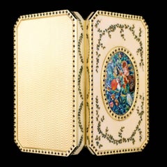 20th Century Italian 18-Karat Solid Gold & Guilloche Enamel Snuff Box circa 1970
