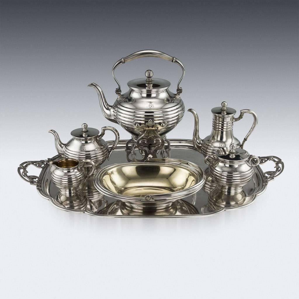 19th Century Imperial Russian Solid Silver Tea Service, Sazikov, circa 1866 In Excellent Condition In Royal Tunbridge Wells, Kent