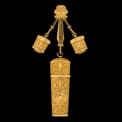 Antique 18thC Georgian 18-K Gold Chatelaine Etui Christopher Nicholle, c. 1750