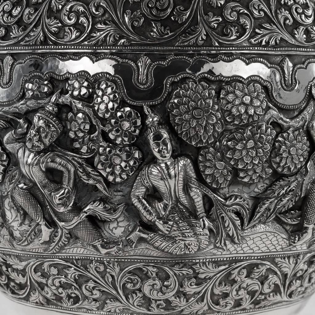 Late 19th Century Antique 19th Century Indian Poona Solid Silver Decorative Bowl, circa 1880