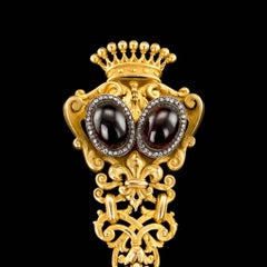 Antique Swiss 18-Karat Gold, Diamond and Garnet-Set Watch Chatelaine, circa 1870