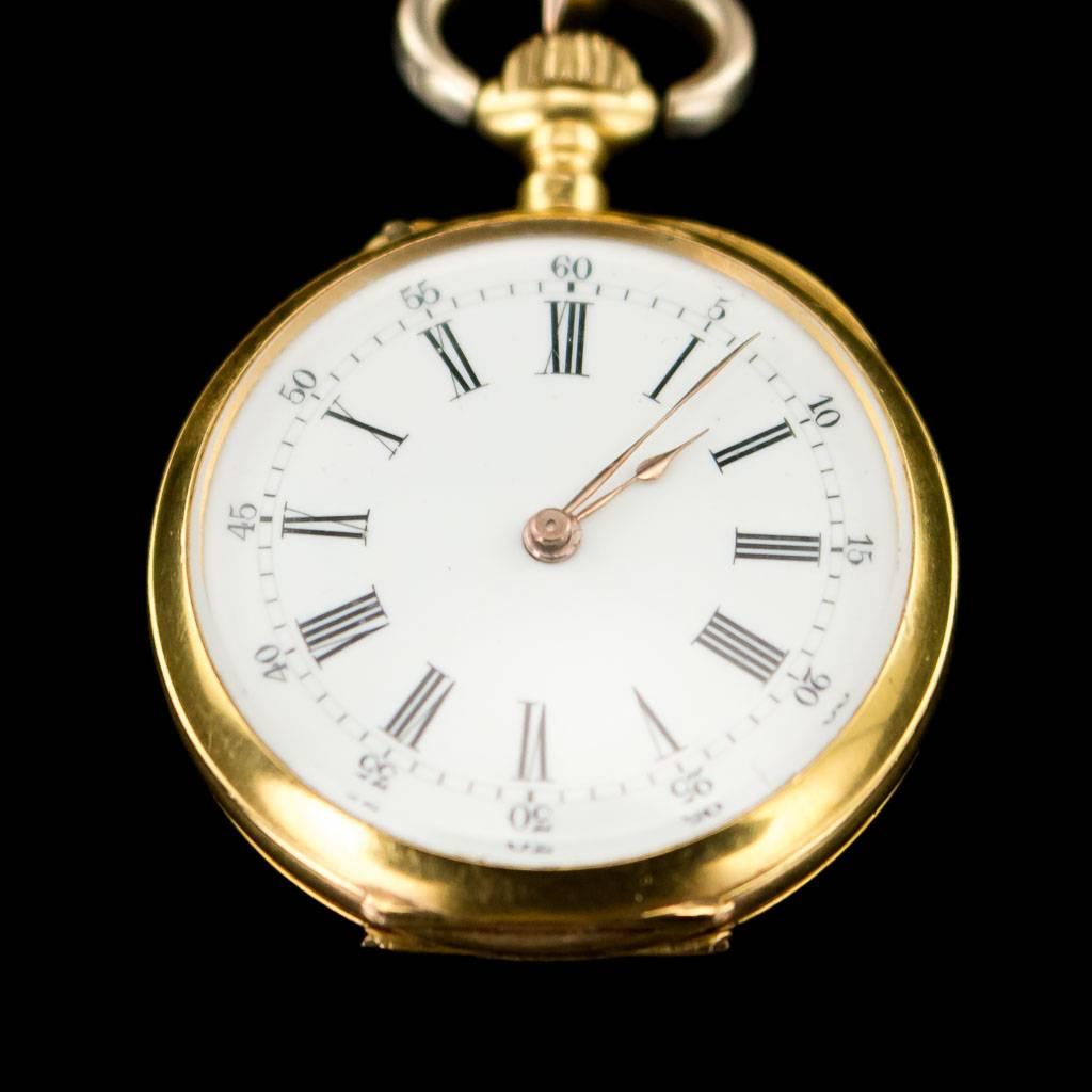 Antique Swiss 18-Karat Gold, Diamond and Garnet-Set Watch Chatelaine, circa 1870 5