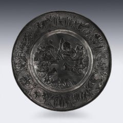 Antique Indian Monumental Silver Plated Plaque, Grish Chunder Dutt, circa 1890