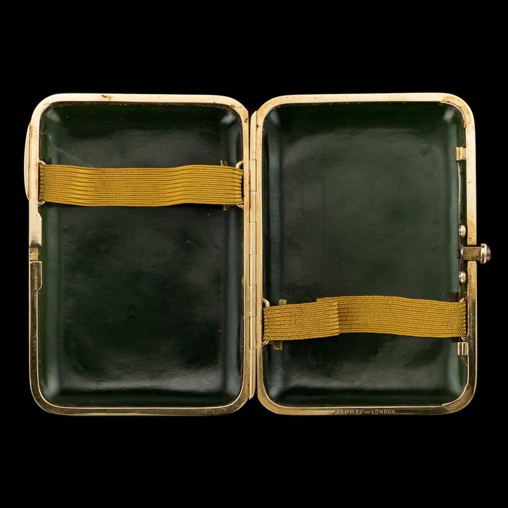 English 20th Century Asprey Nephrite & 18 Karat Gold Cigarette Case, London, circa 1900