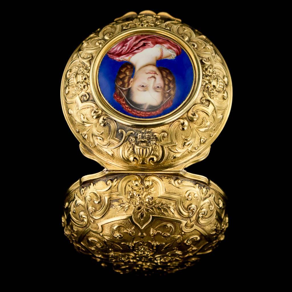 18th Century French 18 Karat Gold Watch Case and Enamel Miniature, circa 1760 1