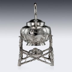 Antique Chinese Export Solid Silver Kettle, Hong Kong, Kwan Hing, circa 1900