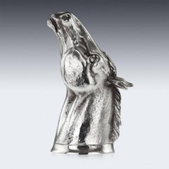 Modern Impressive Solid Silver Cast Stallion Horse Stirrup Cup, circa 2012