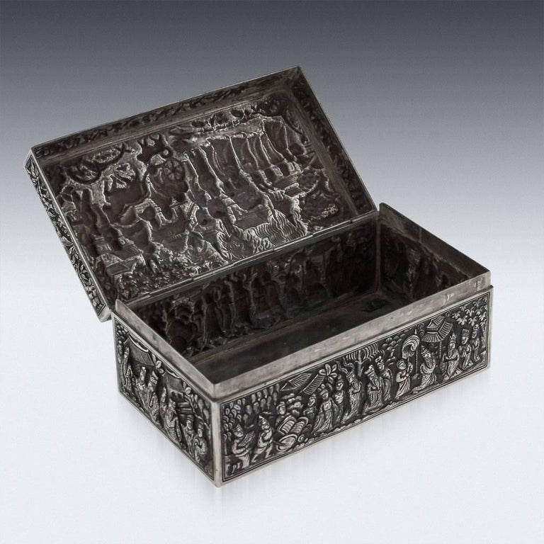 Antique 19th Century Chinese Solid Silver Decorative Box, Xiang He