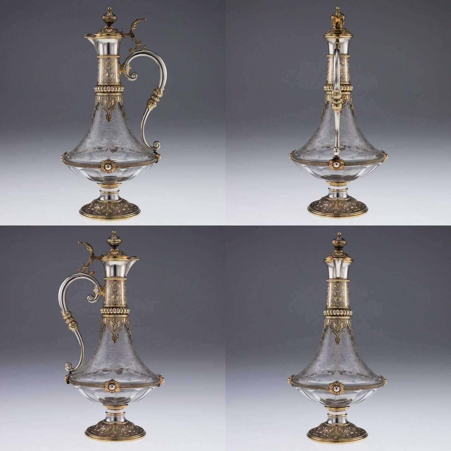 Antique 19th Century German Solid Silver Drinking Set on a Tray, circa 1890 1