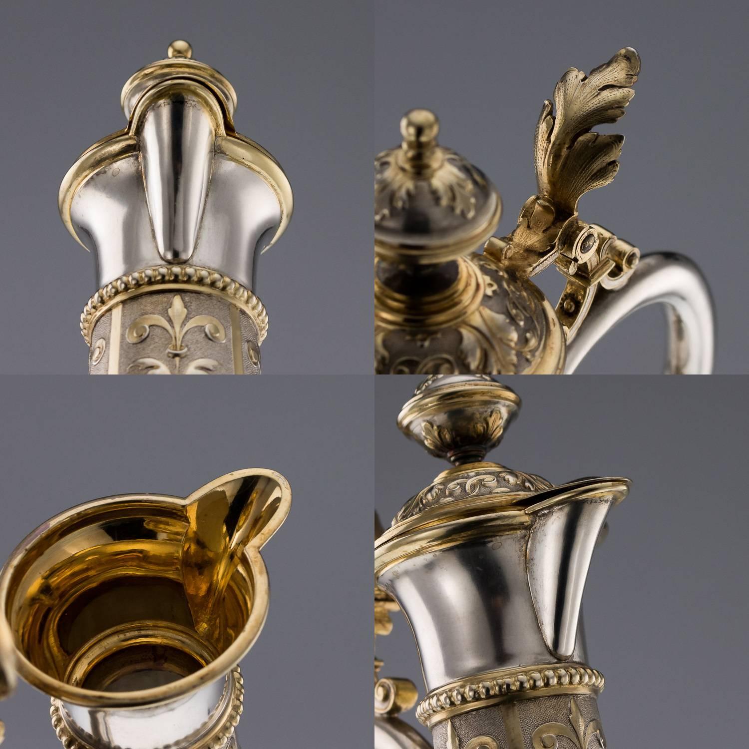 Antique 19th Century German Solid Silver Drinking Set on a Tray, circa 1890 2