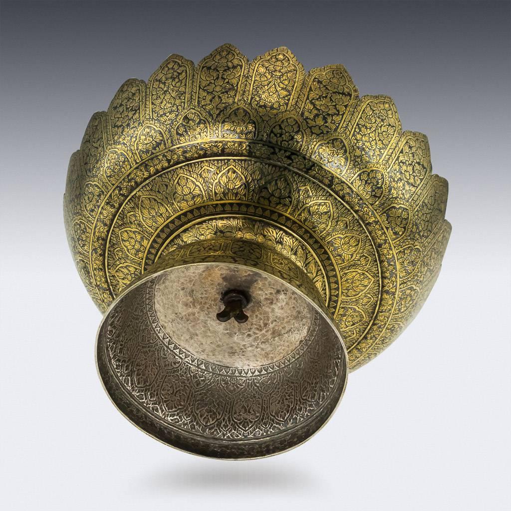 Antique 19th Century Thai Solid Silver-Gilt Niello Enamel Bowl, Siam, circa 1800 In Excellent Condition In Royal Tunbridge Wells, Kent