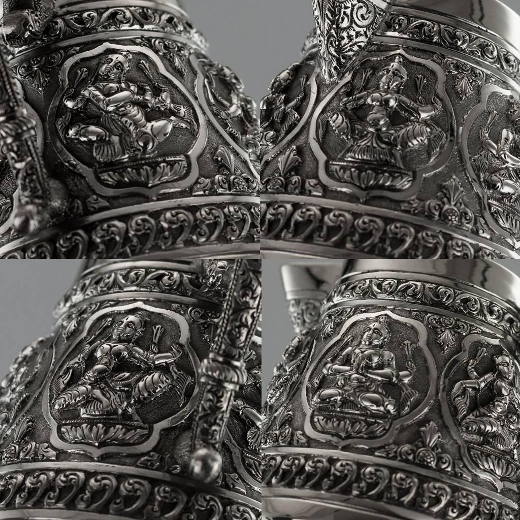 Silver Antique 19th Century Indian Tea Set, P. Orr Manner, Madras, circa 1880