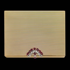20th Century Bulgari Art Deco 18-Karat Gold, Diamonds & Rubies Vanity Case