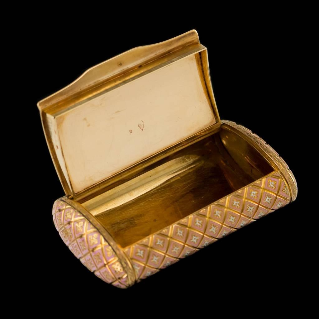 19th Century Swiss 18-Karat Gold & Enamel Snuff Box, Bautte & Moynier, Geneva In Excellent Condition In Royal Tunbridge Wells, Kent