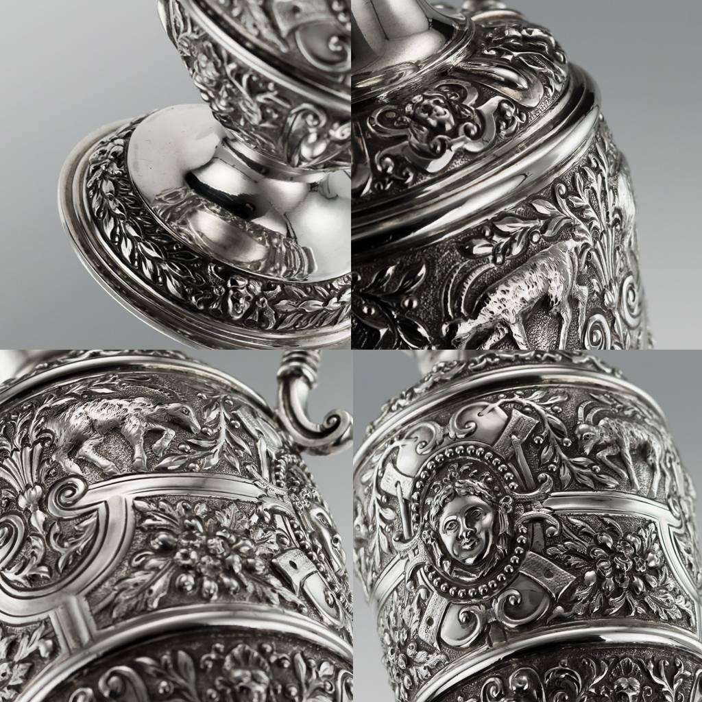 Antique 19th Century Victorian Solid Silver Cellini Tea Service, Mappin & Webb 2