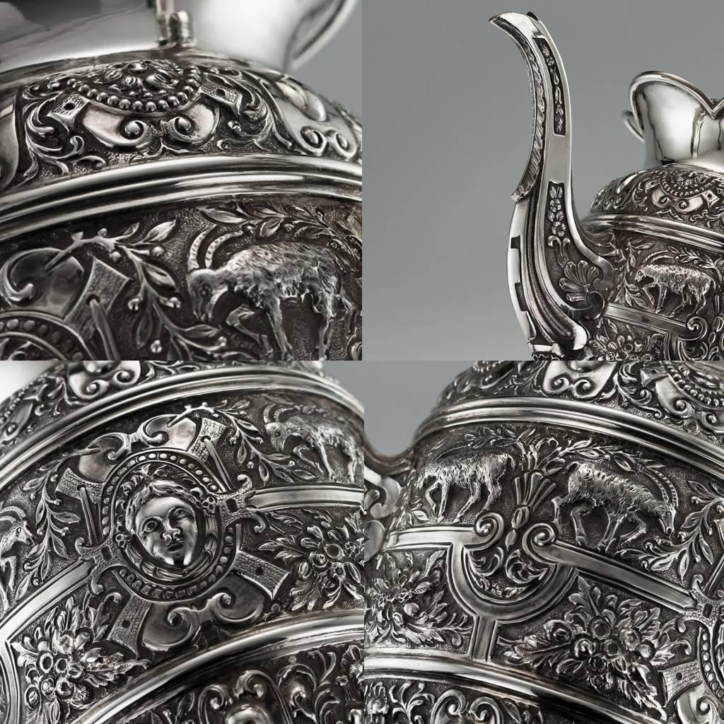 Sterling Silver Antique 19th Century Victorian Solid Silver Cellini Tea Service, Mappin & Webb