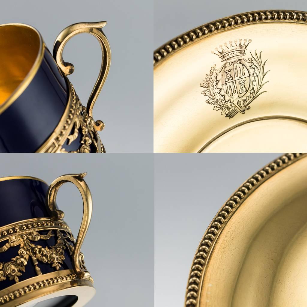 Antique 19th Century French Odiot Solid Silver-Gilt Tea Cup Set Paris circa 1860 5