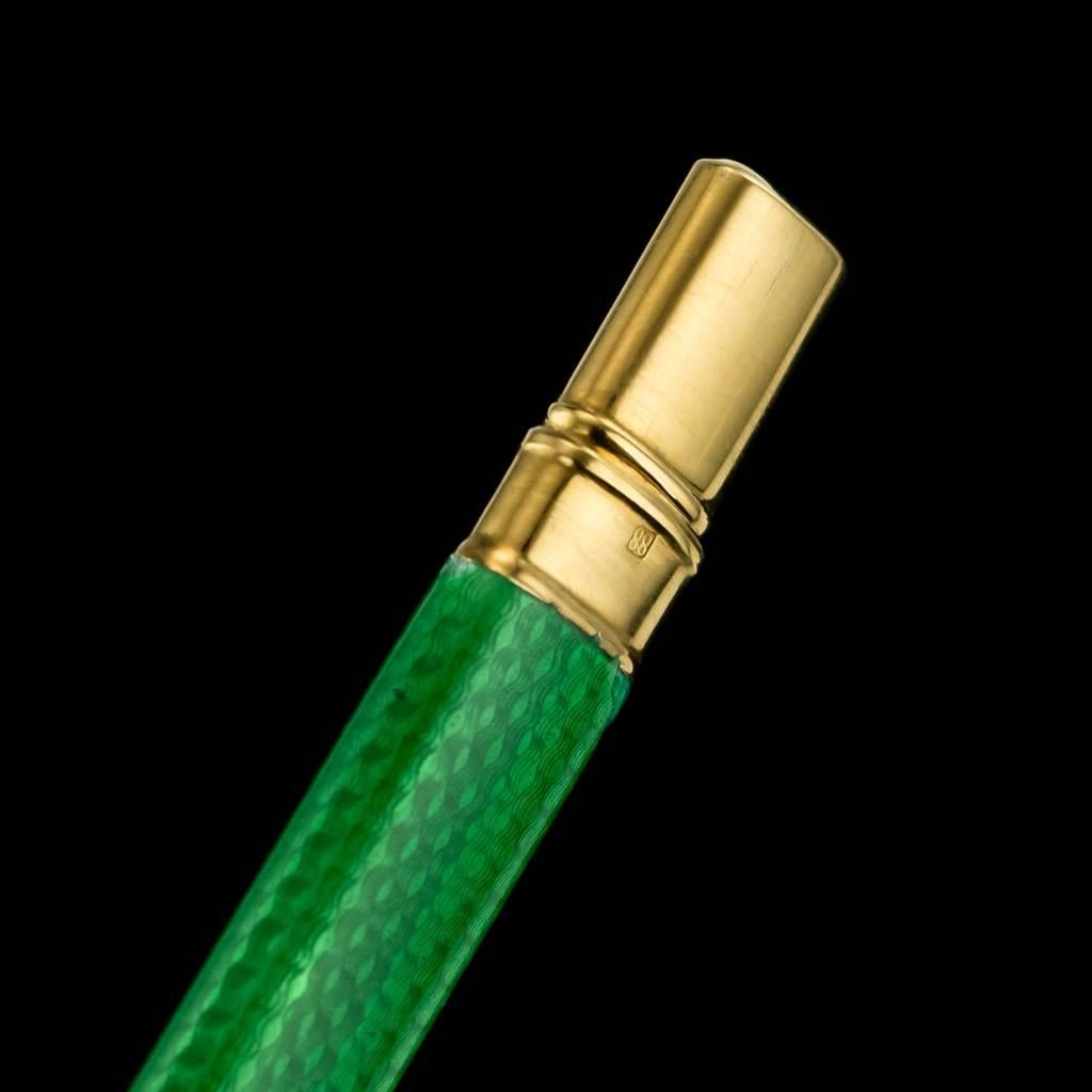 20th Century Russian Faberge Silver-Gilt Enamel Pencil, Henrik Wigstrom In Excellent Condition In Royal Tunbridge Wells, Kent