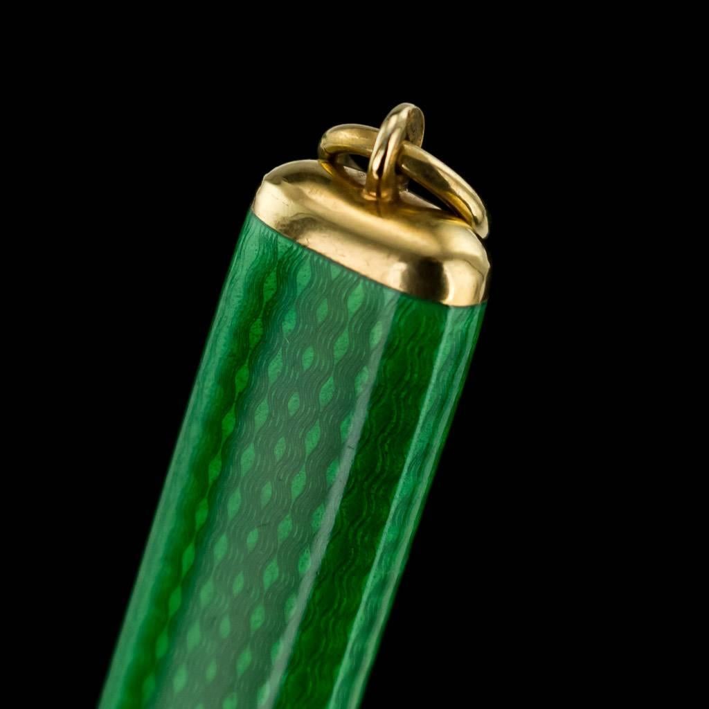 20th Century Russian Faberge Silver-Gilt Enamel Pencil, Henrik Wigstrom 3