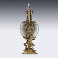 19th Century Austrian Silver-Gilt, Rock Crystal & Enamel Ewer, circa 1870
