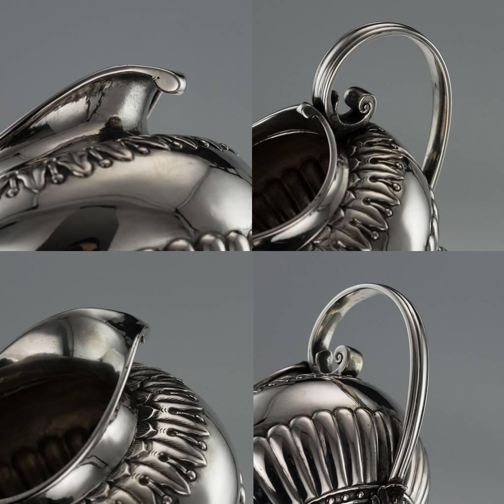19th Century Chinese Export Solid Silver Tea Set, Hoaching, circa 1830 5