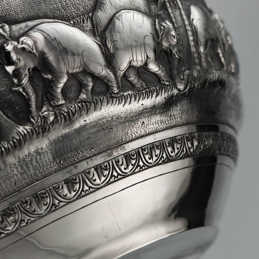 Antique 20th Century Indian Solid Silver Hunting Bowl, a. Bhicajee & Co, Bombay 2