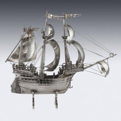 20th Century Spanish Solid Silver Impressive Large Neff Galleon Ship, circa 1900