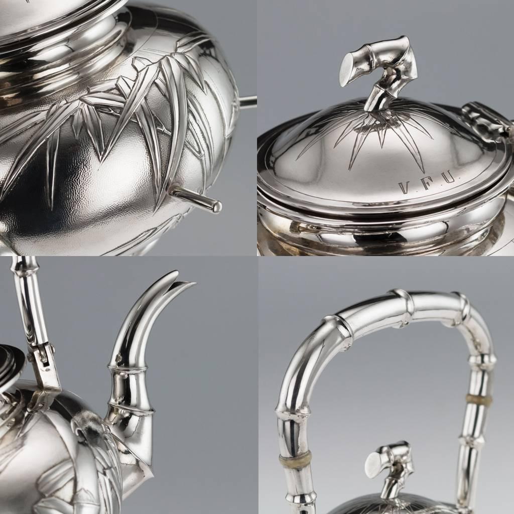 Chinese Export Antique Chinese Solid Silver Large Five-Piece Tea Service, circa 1910