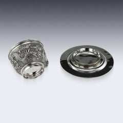 Antique Chinese Export Solid Silver Cased Cup and Saucer Tuck Chang, circa 1890