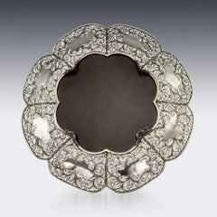 Antique 19th Century Japanese Shibayama Solid Silver & Enamel Dish, circa 1890