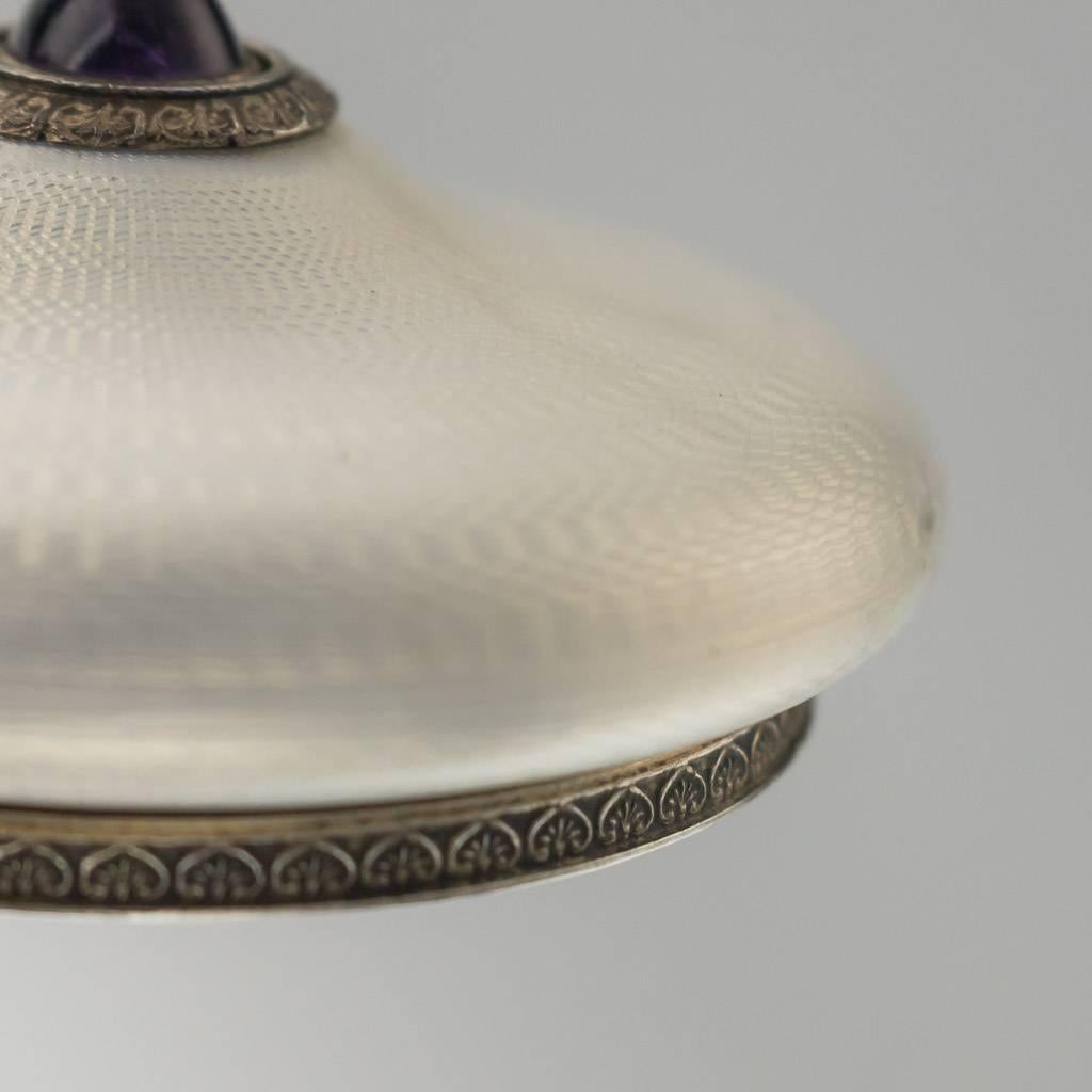 20th Century Russian Faberge Silver and Enamel Bell-Push, Henrik Wigstrom 1