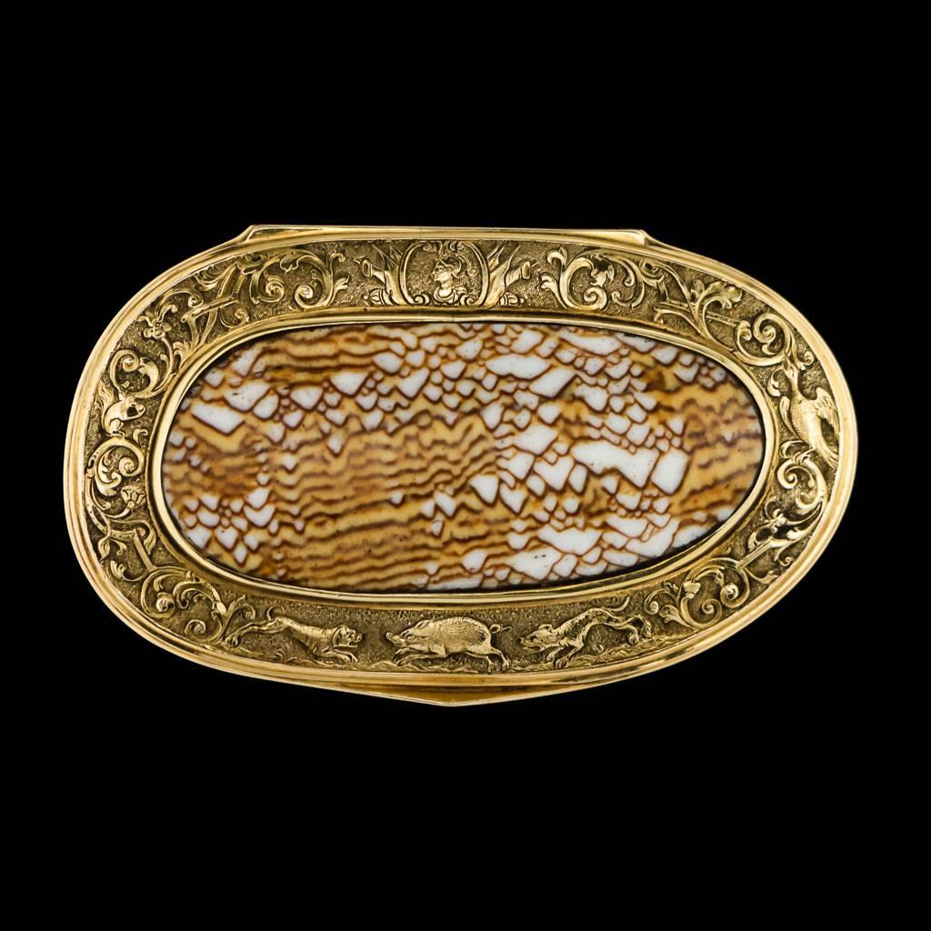 European Antique Continental 18 Karat Gold-Mounted Cowry Shell Snuff Box, circa 1780