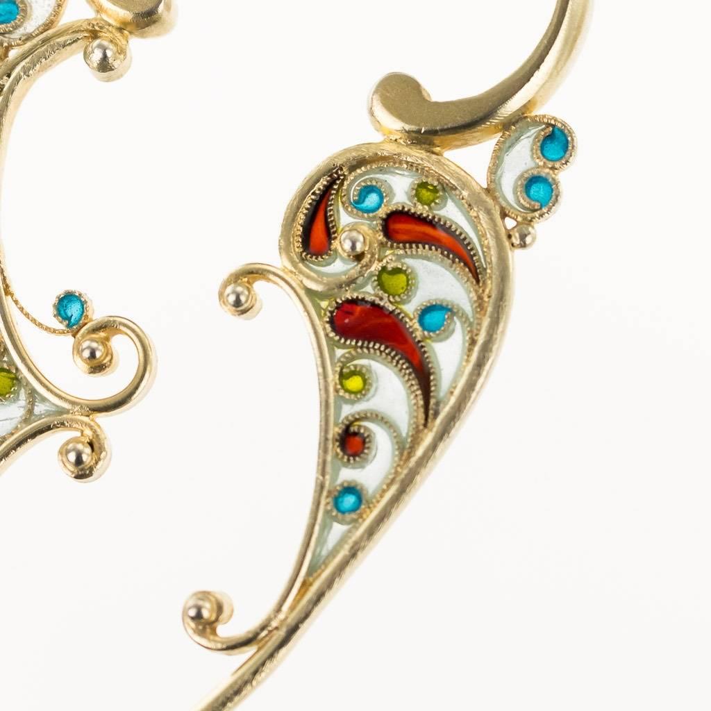 Late 19th Century Antique Norwegian Solid Silver Plique-a-Jour Enamel Spoons and Tongs, circa 1890