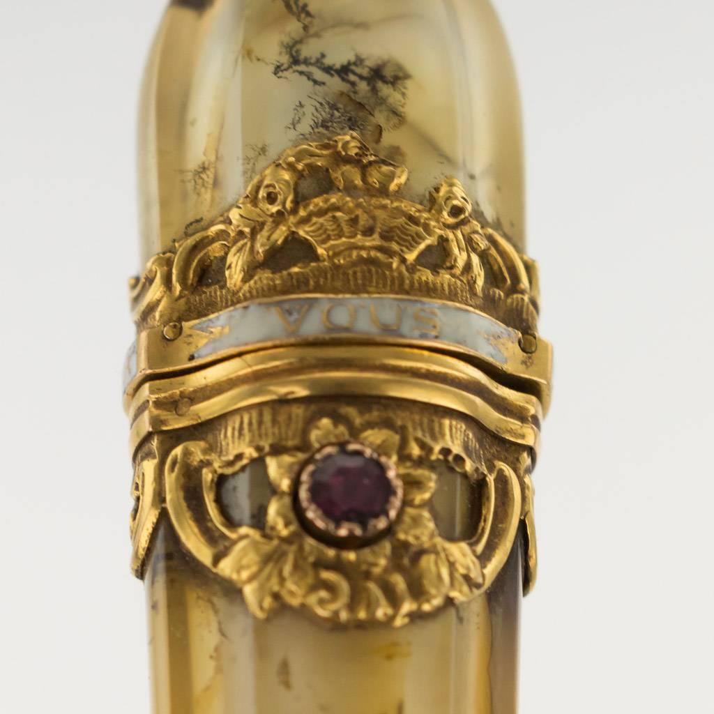 18th Century French 18-Karat Gold-Mounted Moss Agate Wax Seal, circa 1760 5