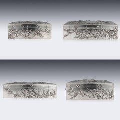 20th Century Chinese Solid Silver Decorative Jewellery Box, Tuck Chang, 1900