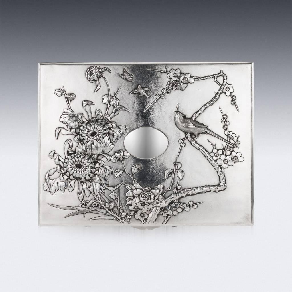 Chinese Export 20th Century Chinese Solid Silver Decorative Jewellery Box, Tuck Chang, 1900