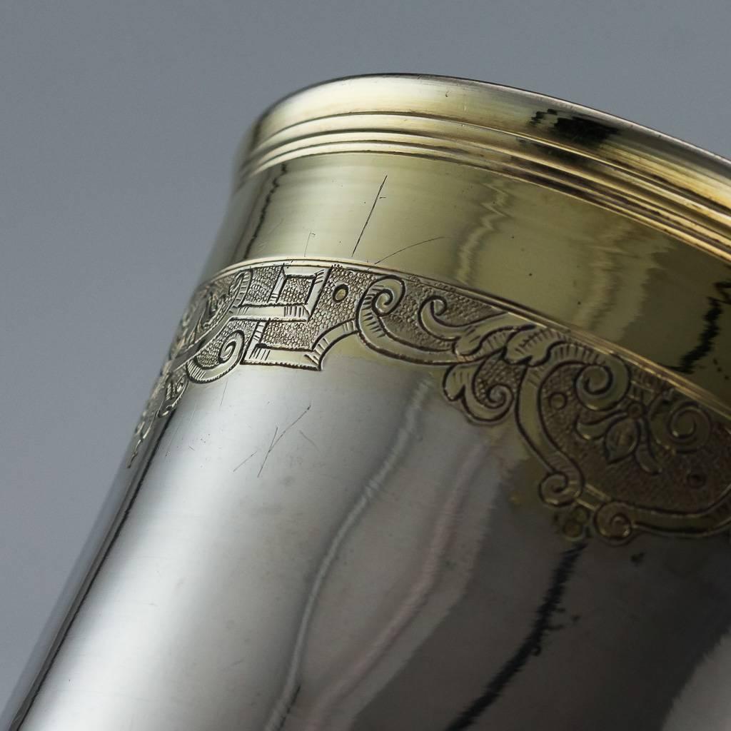 Antique 18th Century Rare German Solid Silver Beaker Cup, Augsburg, circa 1720 1