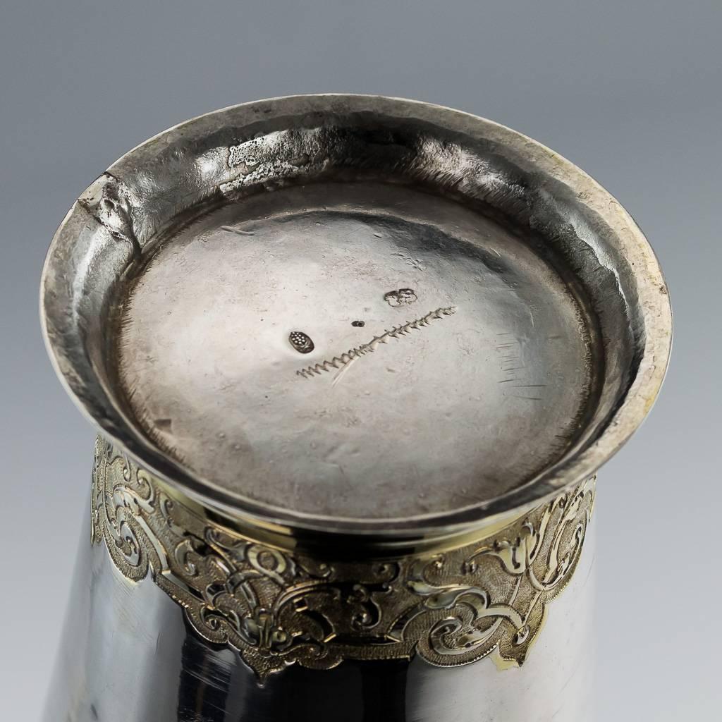 Antique 18th Century Rare German Solid Silver Beaker Cup, Augsburg, circa 1720 4