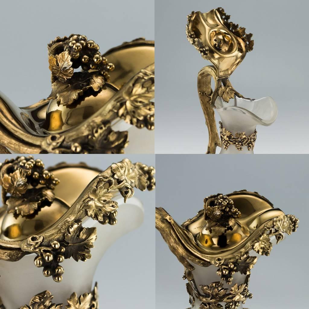 Mid-19th Century 19th Century Victorian Solid Silver-Gilt, Glass Ewer, Mortimer & Hunt