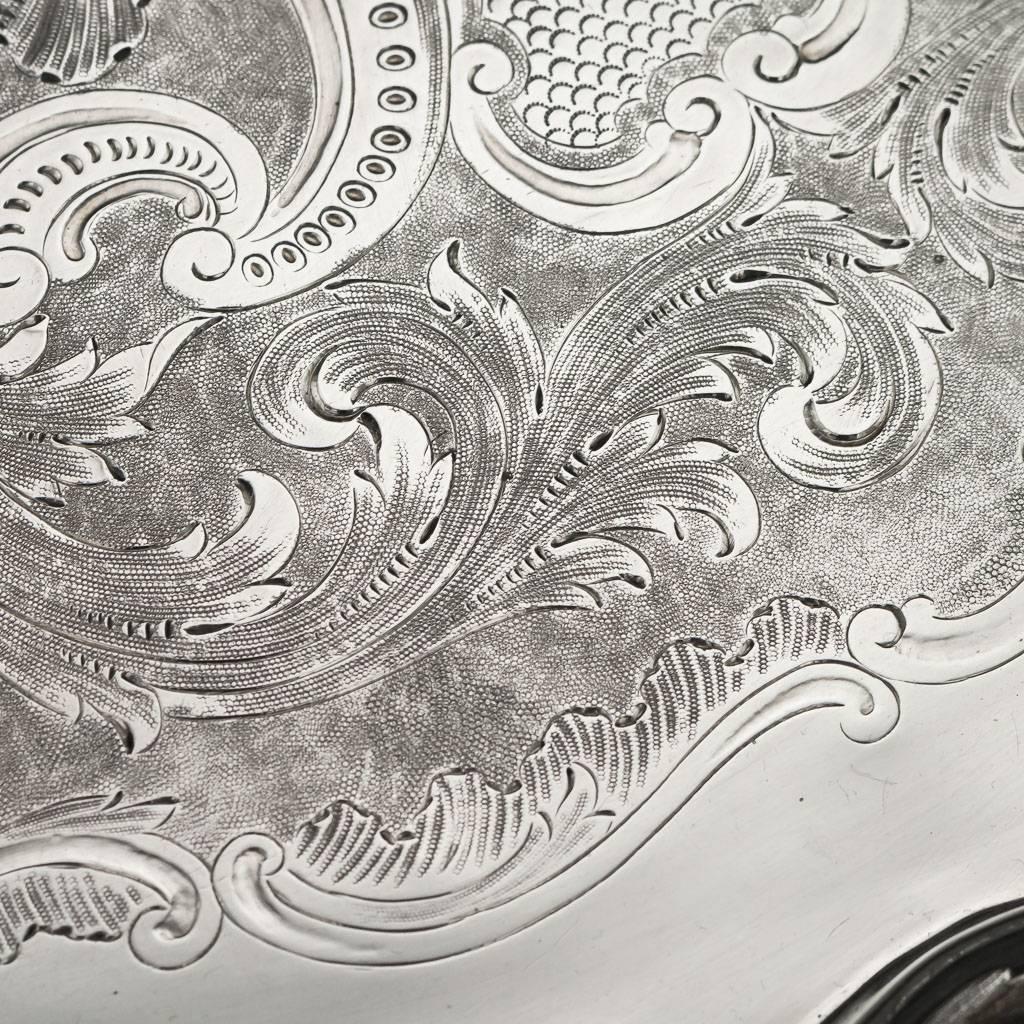Antique Victorian Exceptional Solid Silver Salver Tray, J E Terrey, circa 1847 1