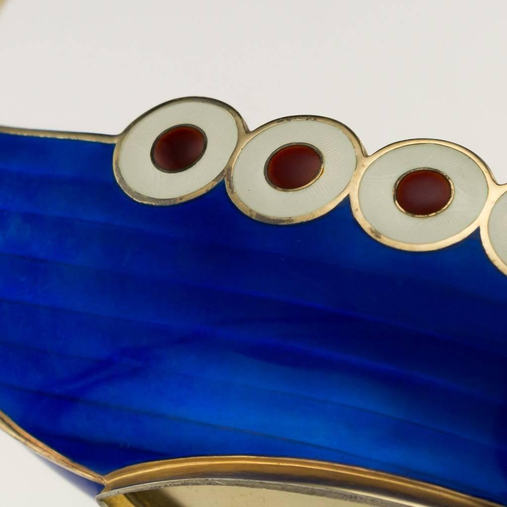 20th Century Norwegian Solid Silver and Enamel Viking Boat, Jacob Tostrup, 1900s 4