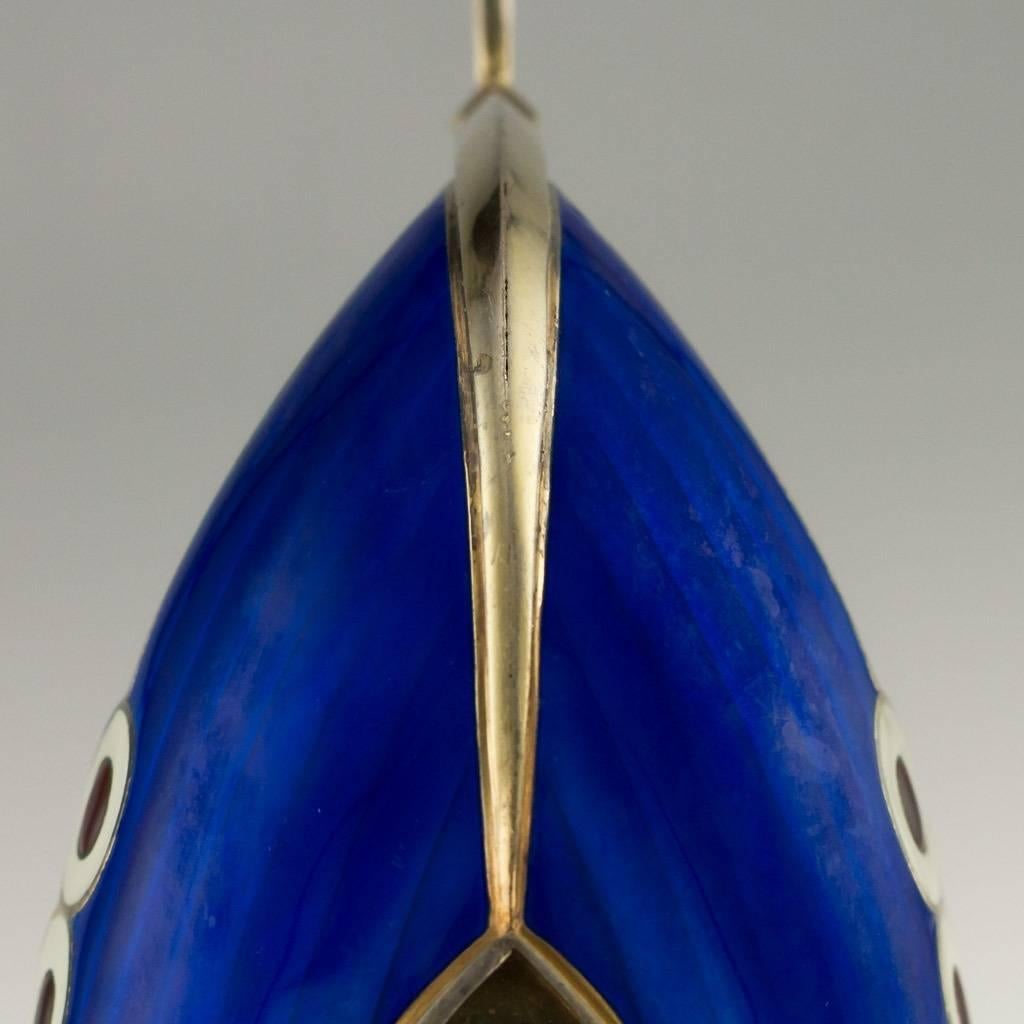 20th Century Norwegian Solid Silver and Enamel Viking Boat, Jacob Tostrup, 1900s 3