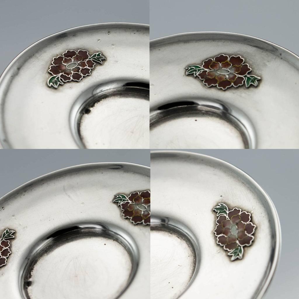 Antique Rare Chinese Export Solid Silver and Enamel Tea Cups, circa 1880 6