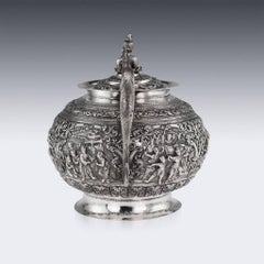 Antique Burmese Solid Silver Sculptural Teapot, Myanmar, circa 1900