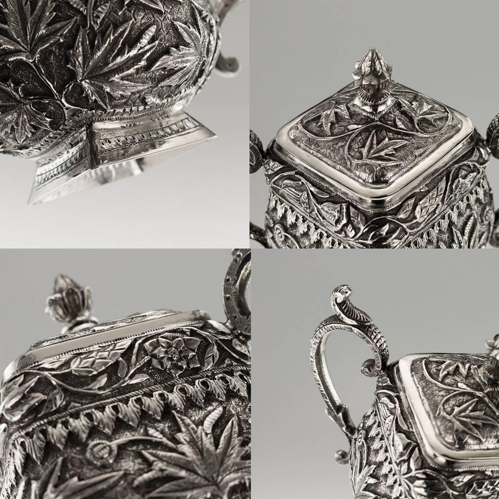 Antique 19th Century Indian Solid Silver Tea and Coffee Set, Kashmir, circa 1880 7