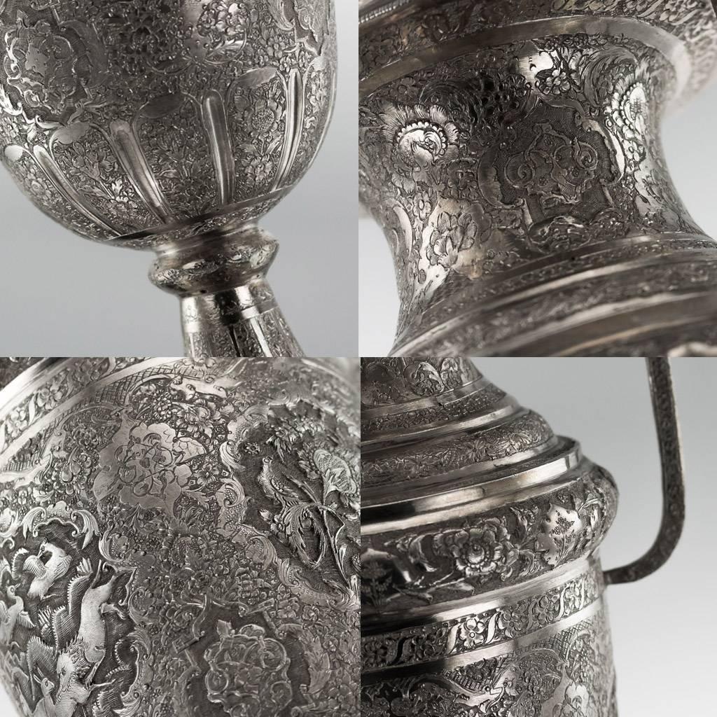 Antique Persian Solid Silver Large Pair of Vases, Isfahan, circa 1920 6